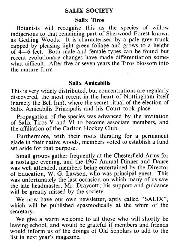 Salix Society report 1968